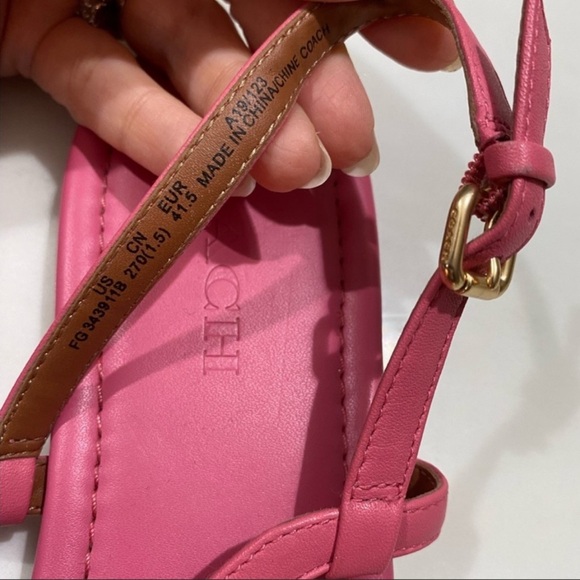 Coach Pink Sandals with Gold Detail - Picture 4 of 8